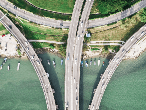 Three highways going above the water